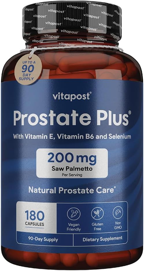 Eesnäärme Plus looduslik eesnäärme hooldus ja kuseteede tervise täiendus meestele, kes on rikastatud Saw Palmetto, vitamiin B6, vitamiin E, seleen ja tsink 180 kapslit