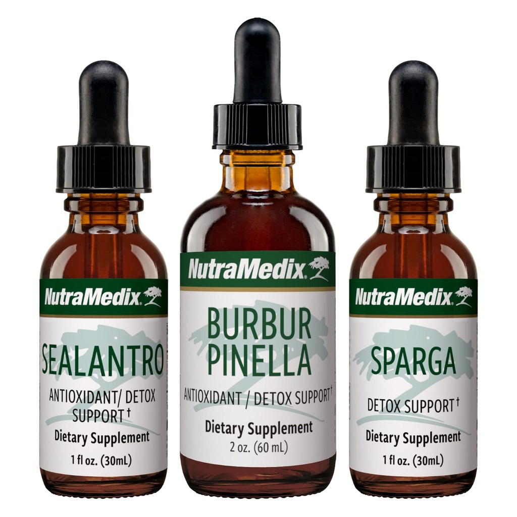 NutraMedix Detox Support Bundle - Sealantro (Chlorella, Cilantro Leaf & Pacific Cold-Water Red Seaweed), Sparga (Astragalus) & Burbur Pinella ekstraktid puhastamiseks ja Detox Support - 3-Piece Set