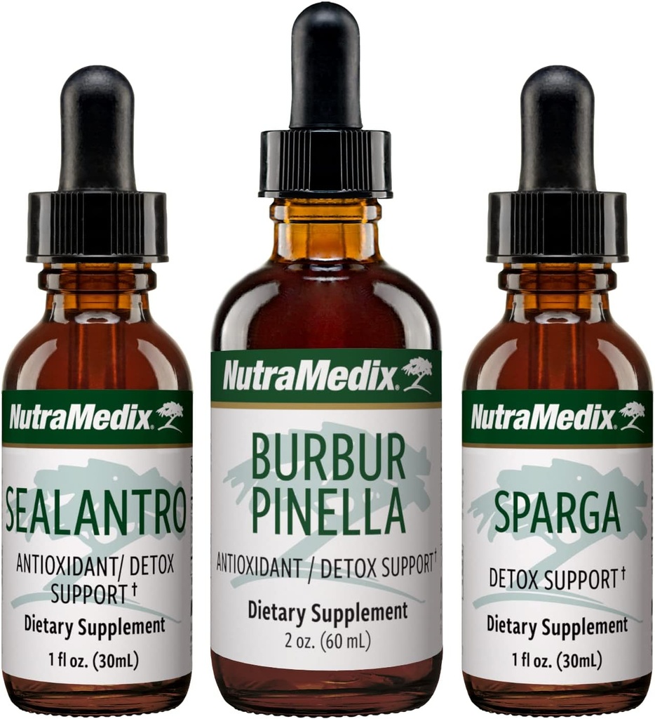 NutraMedix Detox Support Bundle - Sealantro (Chlorella, Cilantro Leaf & Pacific Cold-Water Red Seaweed), Sparga (Astragalus) & Burbur Pinella Extracts for Cleansing & Detox Support - 3-Piece Set
