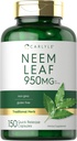 Carlyle Neem Leaf | 950mg | 150 pulbrikapslit | Non-GMO ja Gluteenivaba valem | Väärtuse suurus | Traditsiooniline taimsete toidulisand | Azadirachta Indica