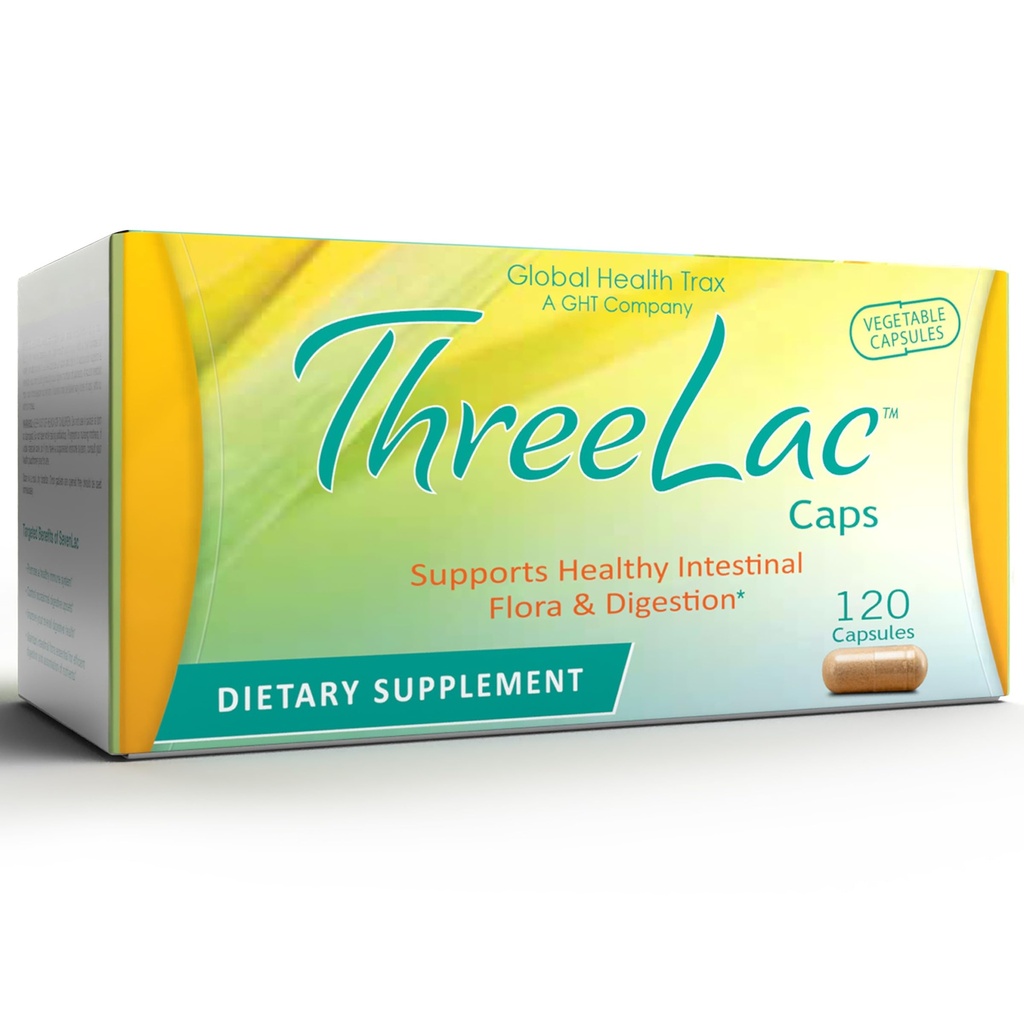 Global Health Trax GHT - ThreeLac probiootiline kapsel, 120 Count - põhjalik seedetrakti tugi meestele, naistele ja lastele - immuunsüsteem ja soolestiku tasakaal, mitte-GMO