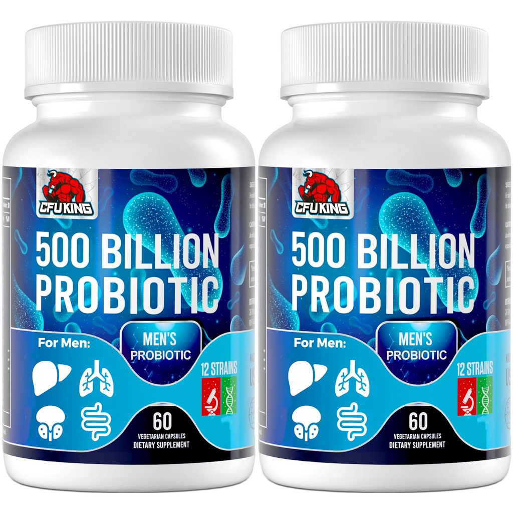 Probiootikumid meestele, 500 miljardit CFU ja 12 meest probiootikumid seedetrakti tervisele + 4 orgaaniline prebiootiline kiudaine, seedetrakti, soolestiku, immuunsüsteemi tervise, puhituse, gaasi, energiatoetuse, riiuli stabiilse - 120 kapslit