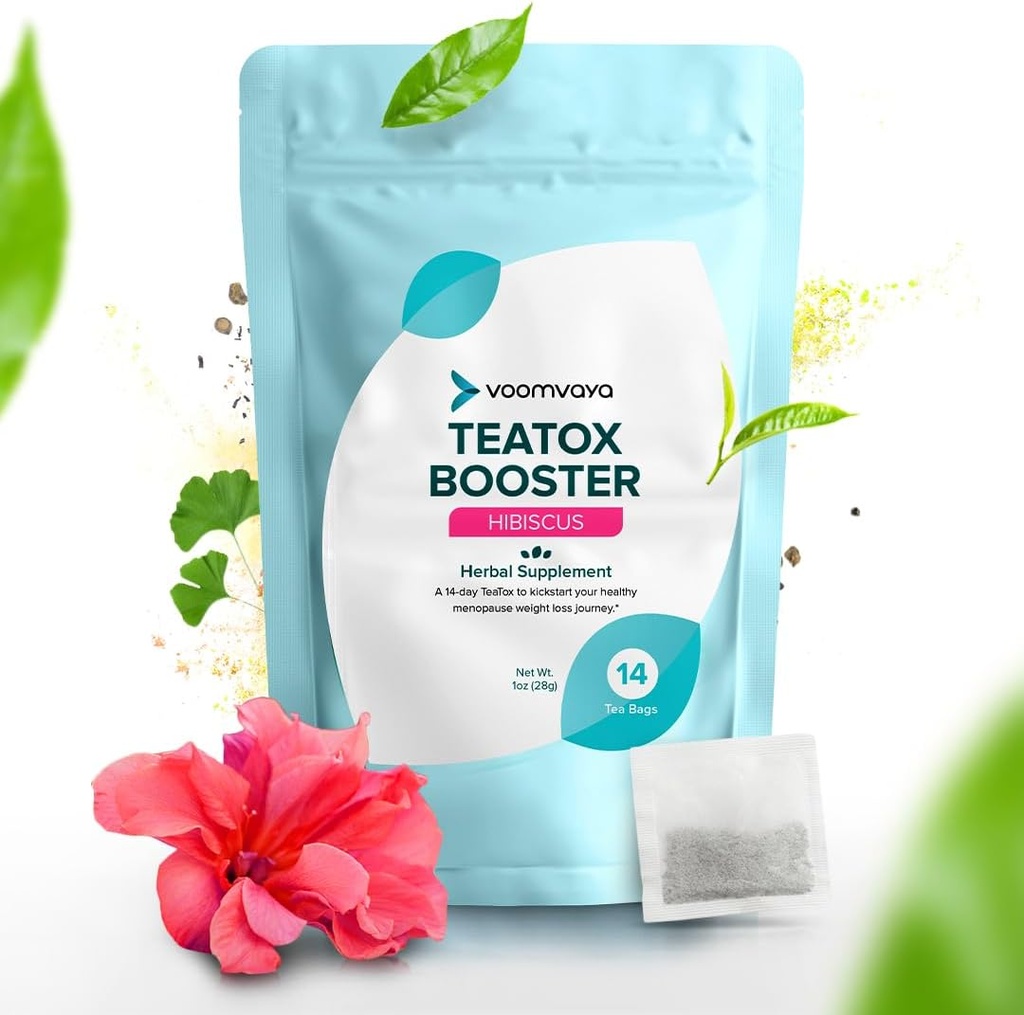 VoomVaya TeaTox Booster Senna tee - 14-päevane Detox tee puhumiseks, Detox Cleanse, Mood Boost - Hibiscus Flavor
