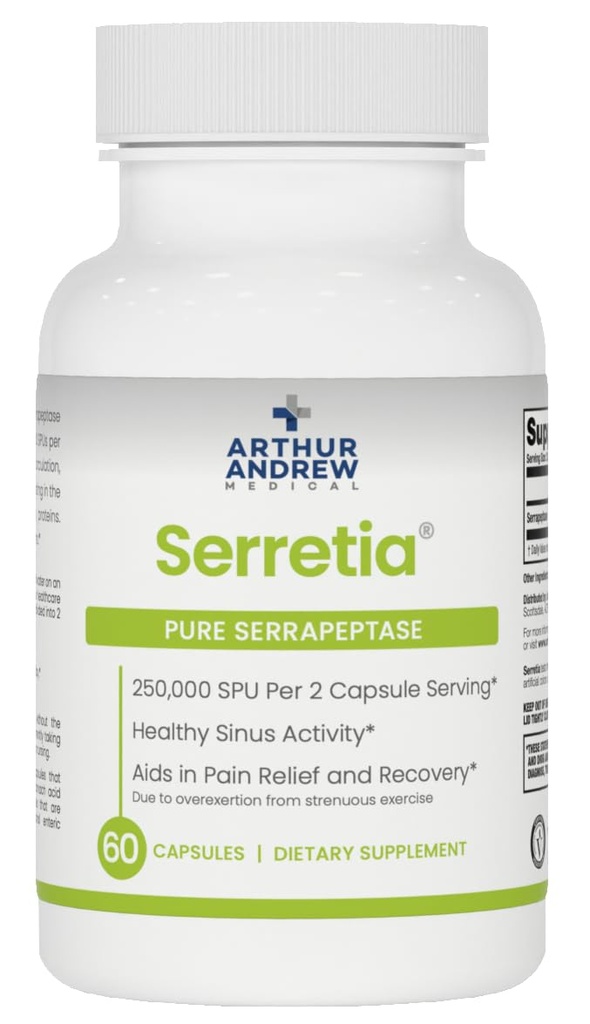Arthur Andrew Medical, Serretia, Serrapeptase valem lihaste ja siinuse toetuseks, 60 kapslit