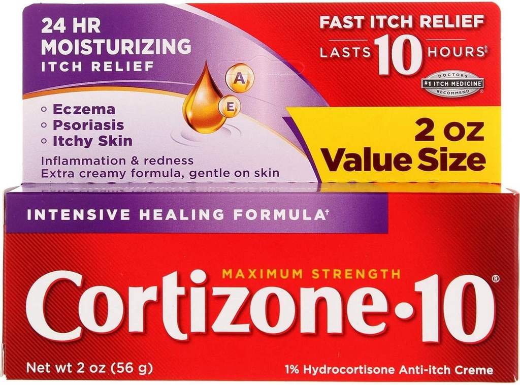 Kortisoon-10 Max Tugevus Kortisoon-10 Intensiivne tervendav valem, 2oz kastid (pakk 2)