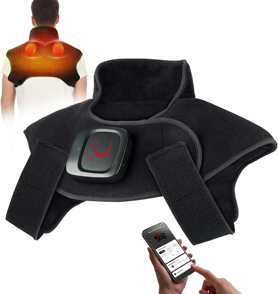 Comfytemp juhtmeta küttepadjavibratsiooni massager kaela ja õla valu leevendamiseks kingitusi isade päev, 2,42 lb Kaalutud soojusmähis, 3-8H aku kasutusiga, App Control Neck Warmer