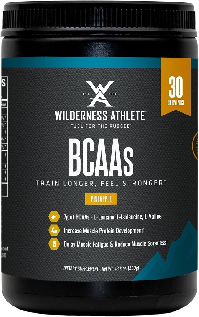 Wilderness sportlane - BCAA-d - hargnenud ahelaga aminohapete pulber - olulised aminohapete lisandid meestele ja naistele - BCAA lisand optimaalse aminohappe kompleksiga (Ananass)