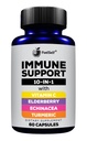 Immune Support Booster Supplement koos leedrimarja, C-vitamiini, ehhinaatsea, kurkuminoidide, E-vitamiini, B6-vitamiini, tsinki, L-glutamiini HCL, küüslaugu, Lactobacillus Acidophilus :: 60 Count, 1 Pack