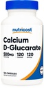 Nutrikost Kaltsium D-Glukaraat 500mg, 120 kapslit - Gluteenivaba, mitte-GMO, taimetoitlane Sõbralik