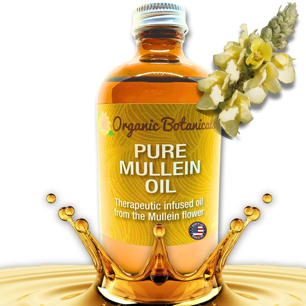 Mullein Oil - Orgaaniline Kõrvaõli tilgad Earaches, Tinnitus & Kids - Taimne ekstrakt rahustav Relief (4 oz)