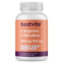 BESTVITE L-arginiin L-tsitrulliin 500mg / 250mg Vegan (240 taimekapslit) - Stearaatide puudumine - dikaltsiumfosfaadi puudumine - Non GMO - Gluteenivaba