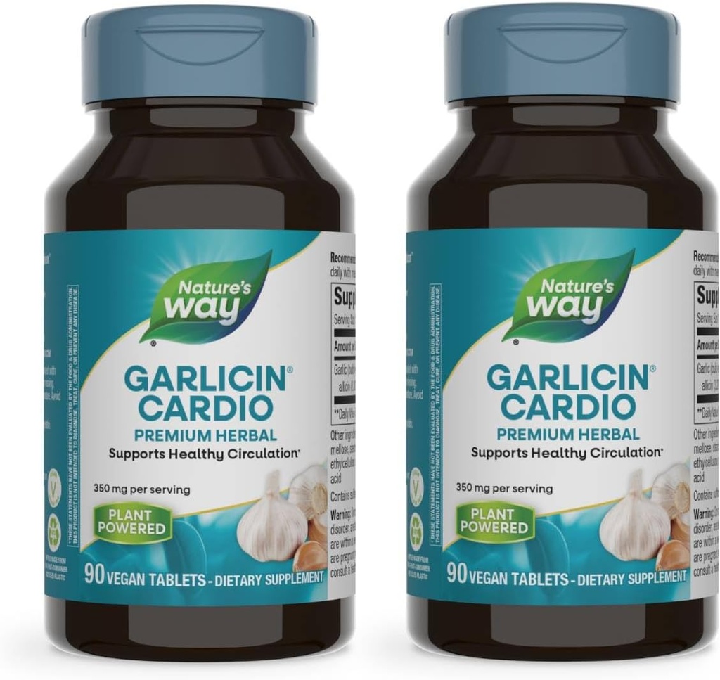 Nature's Way küüslauk Kardio Premium Taimse tervisliku ringluse tugi * 350 mg serveeritava 90 tableti kohta