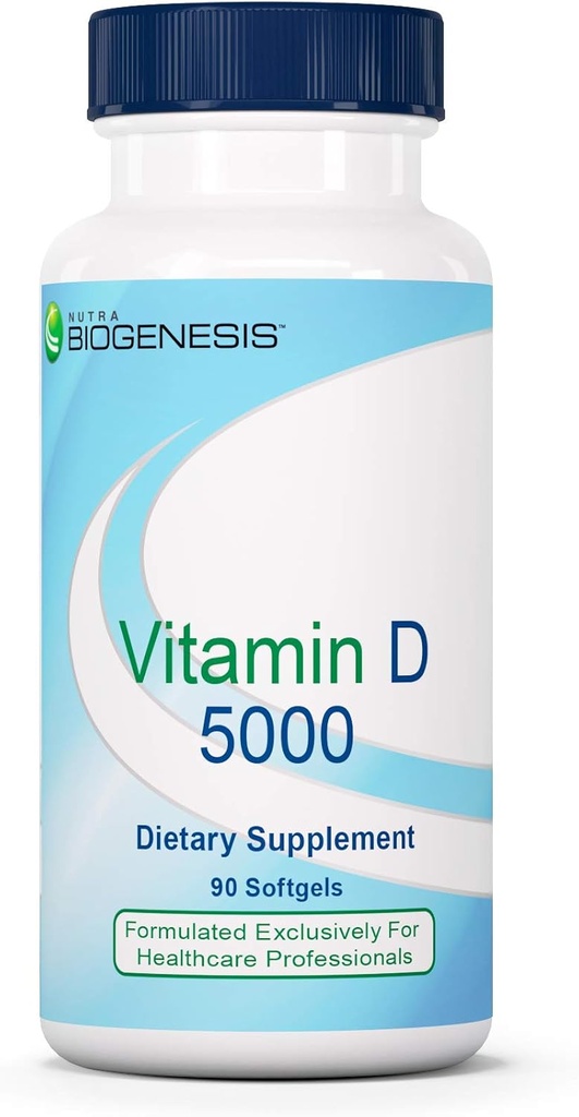 Nutra Biogenesis Vitamiin D 5000 - Vitamiin D3 5000 IU Softgel Kapslid meestele ja naistele, VIT D Täiendus Immuunsüsteemi toetamiseks, Terved Hambad Ja Luu Tervis - 90 Softgels