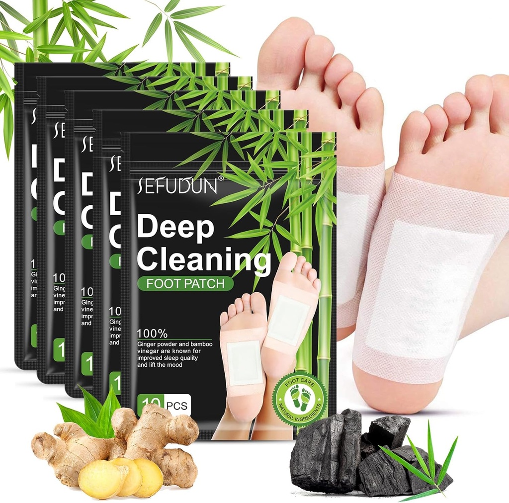 Tudiqe 50PCS Jalapadjad, Puhas looduslik Bambuse äädika ingveripulber Jalapadja jalahoolduseks, Ingveri jalapadjad parema une jaoks, Sügavpuhastus Jalapadjad