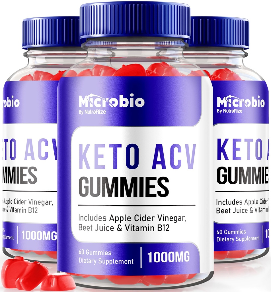 NutraRize (Pack of 3 MicroBio Keto ACV Gummies, Ametlik Keto + ACV Supplement, All Natural Micro Bio, Apple Cider Vinegar Reviews (180 Gummies)
