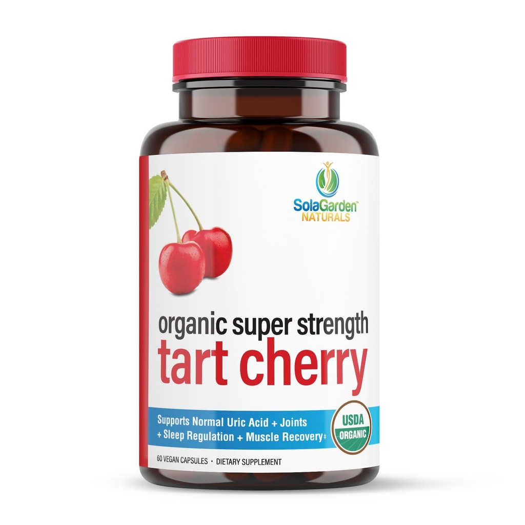 Super Tugevus CherryPURE Tart Cherry Supplement - 50: 1 USA-s kasvatatud kontsentraat - valmistatud mitte-GMO Montmorency kirssidega - SolaGarden Naturals. 60 GMO-vaba köögiviljakapslit.