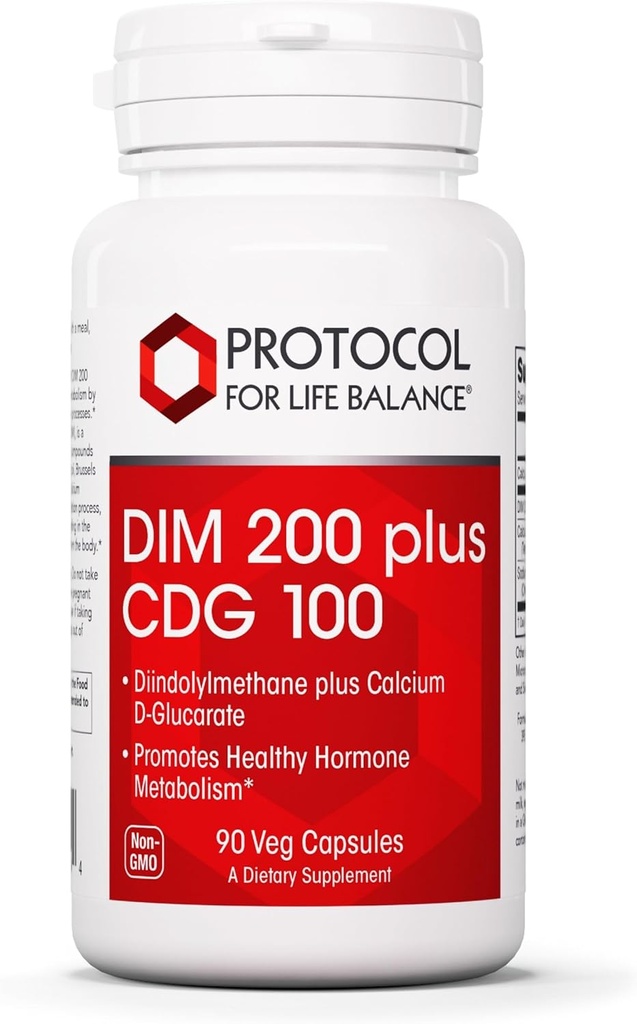 PROTOKOLL LIFE BALANCE DIM 200 Plus CDG - 200mg - Kaltsium & DIM täiendus - Puhastamiseks Detox & Hormoon Metabolism - Kaltsium D Glukaraat - Non-GMO & Kosher - 90 Veg Caps