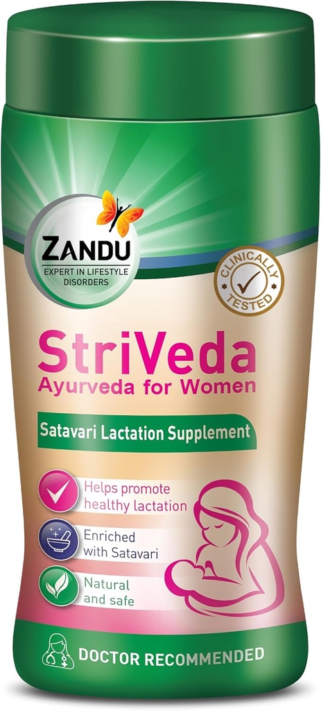 Zandu Striveda Shatavari laktatsioonilisandi pulber, laps rinnapiima pakkumise suurendamiseks, 210 G, arst soovitatav, looduslik ja ohutu
