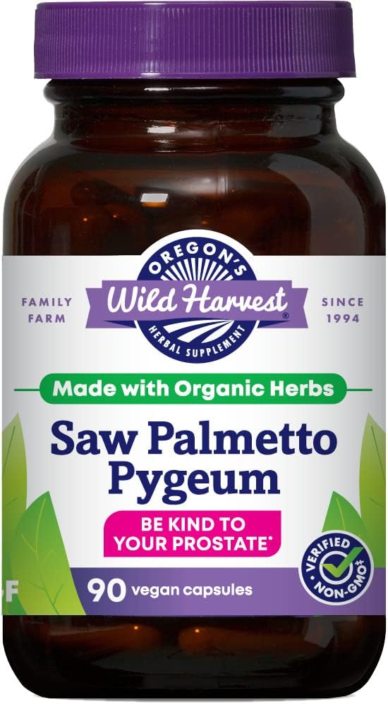 Oregoni Wild Harvest Saw Palmetto Pygeum kapslid, Non-GMO orgaanilised taimsed toidulisandid, 90 Count