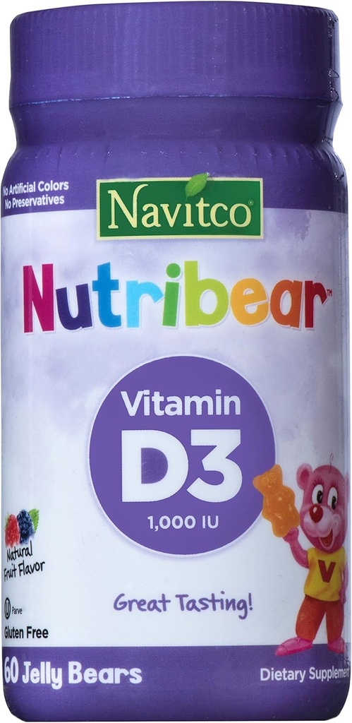 "NutriBear" Vitamiin D3 1000 IU Suur maitse, 60 Jelly Bears