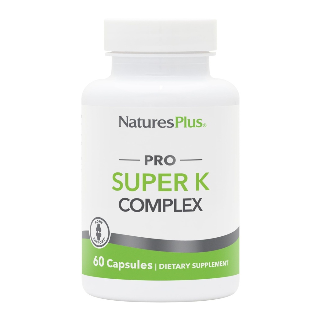 NaturesPlus PRO Super K kompleks - 60 kapslit - edendab tervislikku kaltsiumi metabolismi - sisaldab vitamiine K1 & K2 - mitte-GMO, vegan ja gluteenivaba - 60 serveerimist
