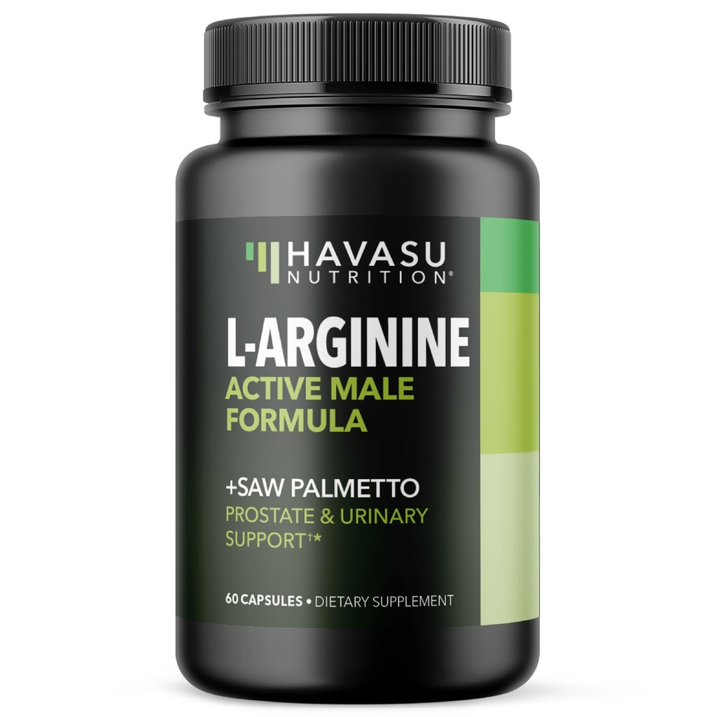 L-arginiin 500mg ja Saw Palmetto 500mg - lämmastikoksiidi ja eesnäärme tervise toidulisandid meestele - 60 loend - vastupidavus ja kuseteede funktsiooni tugi - 1 kuu pakkumine - vegan, mitte-GMO kapslid