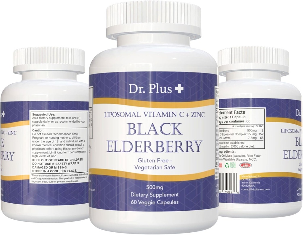 Liposomal Immune Boost Black Elderberry - C-vitamiin - Tsink Gluteen vaba taimetoitlane ohutu Dieet Toidulisa 60 Veggie kapslid