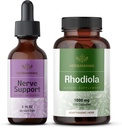 HERBAMA Närvitugi ja Rhodiola Kit - Närvitugi Vedelikkompleks 2 fl oz & Rhodiola Rosea kapslid - Vegan, mitte-GMO, suhkur & alkoholivaba, 2 Pack