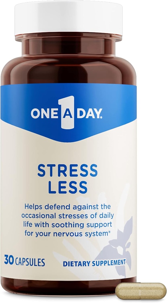 Üks päeva stressilisa - juhuslik stressi leevendamise lisand, mis on koostatud ashwagandha, passioonlille ja Valeriani ekstraktidega närvisüsteemi toetamiseks, 30 kapslit