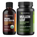 HAVASU TOITLUS Orgaaniline musta seemne õli Vedelik + Mullein Leaf Kapslid Bundle