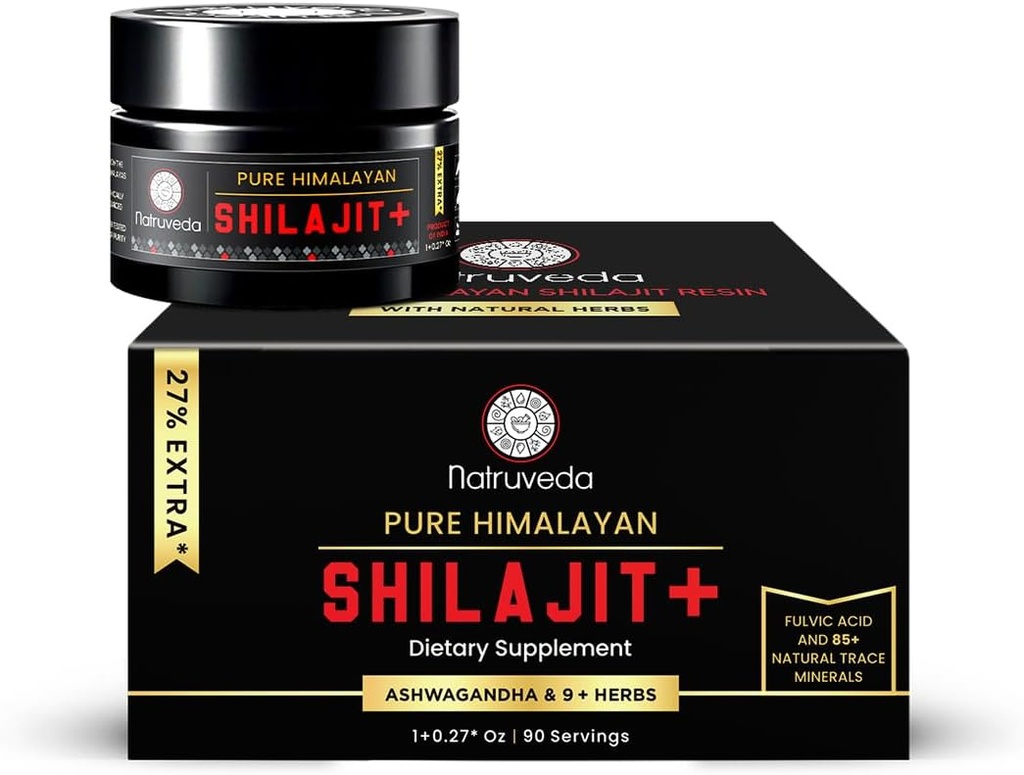 Himaalaja Shilajit vaik meestele ja naistele - Orgaaniline Shilajit, Fulvic Acid & 85+ Natural Trace Minerals - Ayurveda Dieet Teevaik, 10 Natural Ingredients f - 90 Servings, 1.27oz