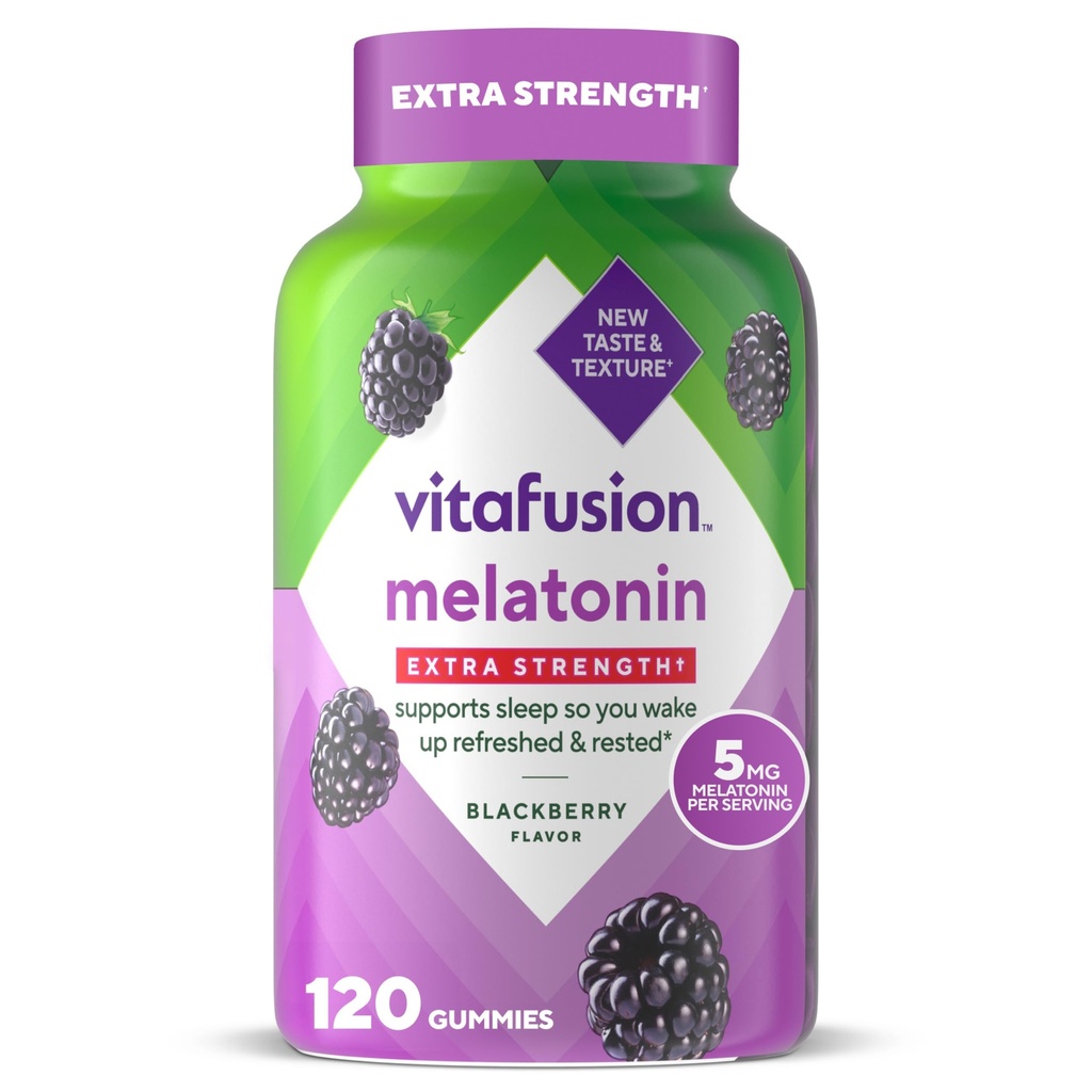 Vitafusioon Ekstra Tugevus Melatoniin Kummi Vitamiinid, 5 mg, 120 ct Kummid