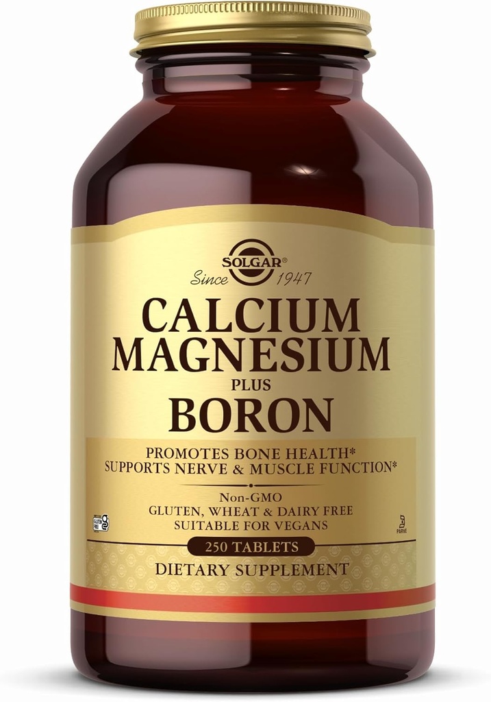 Solgar Calcium Plus Boron - 250 tabletti - Non-GMO, Vegan, Gluteenivaba, Piimavaba, Kosher - 83 Servings
