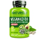 NATURELO D3-vitamiin K2 - Vegan taimse D3-ga samblikust - Immuunsüsteemi looduslik lisand, luude tugi, südame tervis - kogu toit - mitte-GMO - gluteenivaba, 60 kapslit