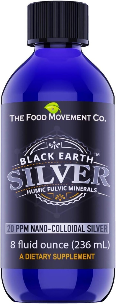 Toidu liikumine Black Earth Silver Humic Fulvic Acids, Trace Minerals jaoks Immune Support, Detox, Gut Health - 8 fl oz Vedel tilgad täiendada