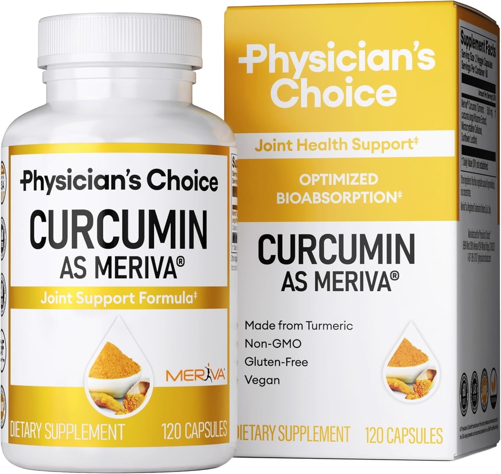 Arsti valik Curcumin Meriva 500 - kliiniliselt uuritud - parem imendumine kui tavalised kurkumiini toidulisandid - teaduslikult uuritud ühine tugi - 120 kapslit