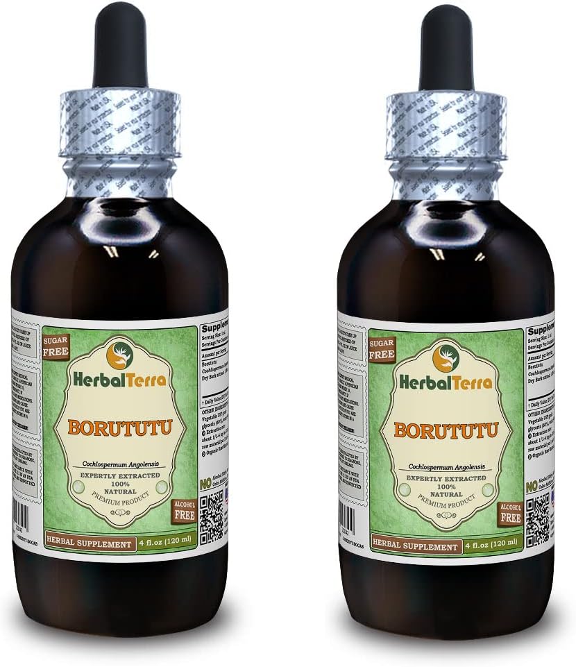 Borututu (Cochlospermum angolensis) glütseriit, kuivatatud juure alkoholivaba vedelik ekstrakt (kaubanimi: HerbalTerra, Proudly Made in USA) 2x4 fl.oz (2x120 ml)