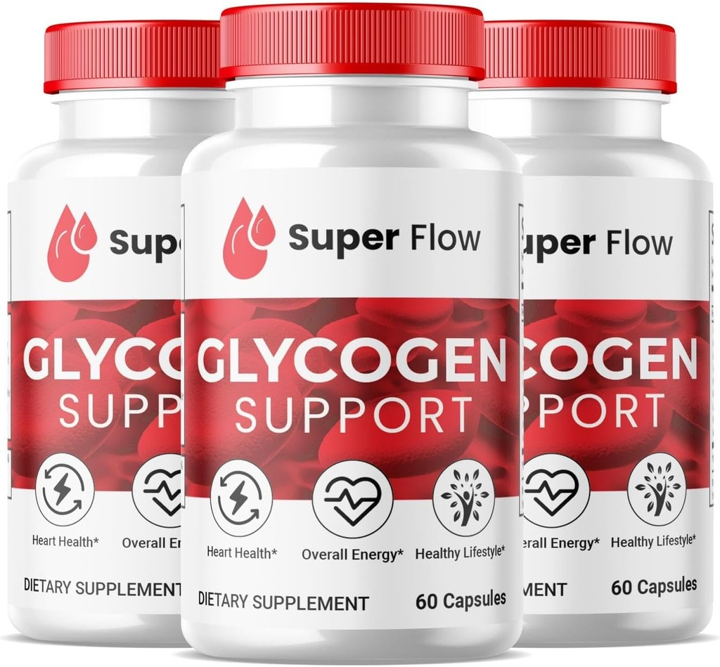 (3 Pack) Super Flow Glükogeen , SuperFlow Glükogeeni tugikapslid , Glyco Optimizer valem , Natural Blood Vessel Cleaner , Premium Super Flow Glükogeeni tugi (180 kapslit )
