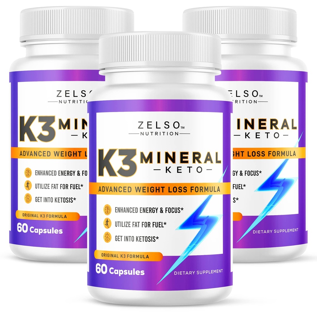 ZELSO (3 Pack) K3 Mineraalkaalulangus pillid naistele ja meestele, K3 Mineraalpillid - K3 Sool Mineraal, Vitamiin + K3 kapslid Täiendus Keto Kaalulangus - 3 kuud pakkumine