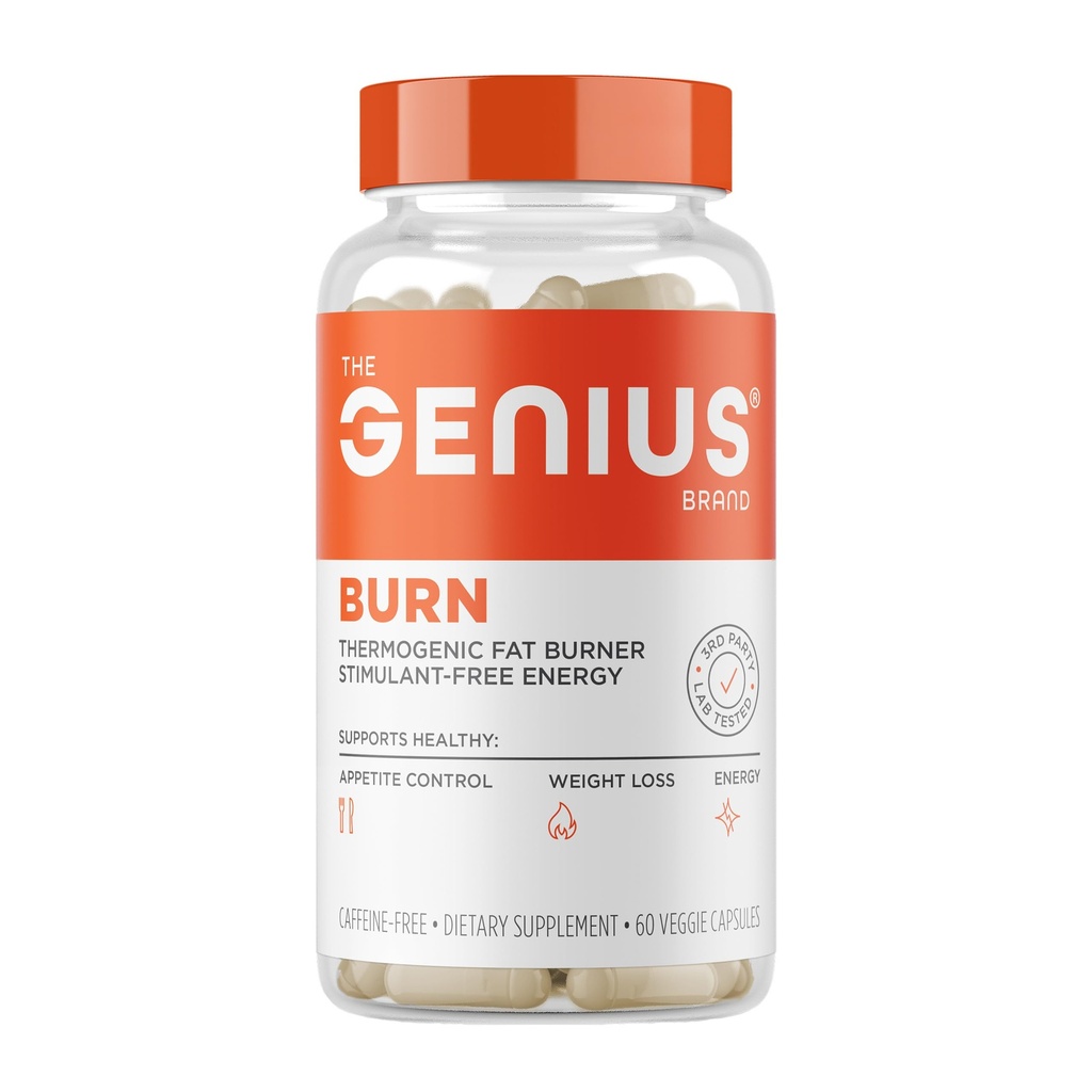 Genius Thermogenic Fat Burner, 60 Dieet Veggie Pills - Kaalulangus & Metabolism Supplement, isu supressant & Energia Booster - Kofeiinivaba Nootroopne Fookus & Aju Boost - Ashwagandha & TeaCrine