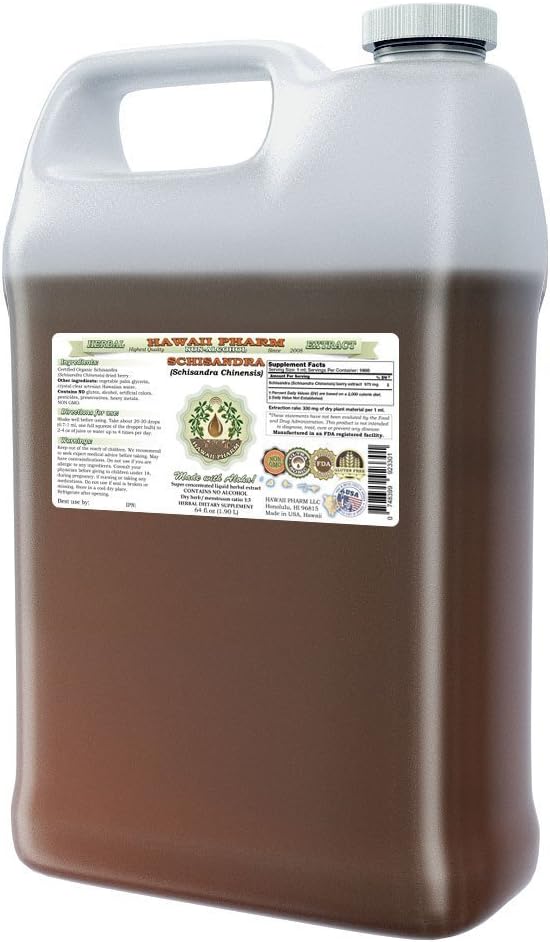 Schisandra Alcohol-Free Vedel Extract, Organic Schisandra (Schisandra Chinensis) Dried Berry Glycerite Natural Herbal Supplement, Hawaii Pharm, USA 64 fl.oz