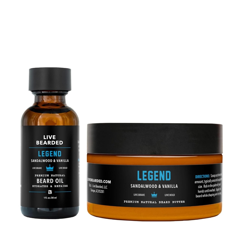 Elus habemega habemeõli ja või hoolduskomplekt - valmistatud USA-s - looduslikud koostisosad Shea, Argan, Jojoba - kasvutoetus | Legendi lõhn - Sandalwood, Vanilla