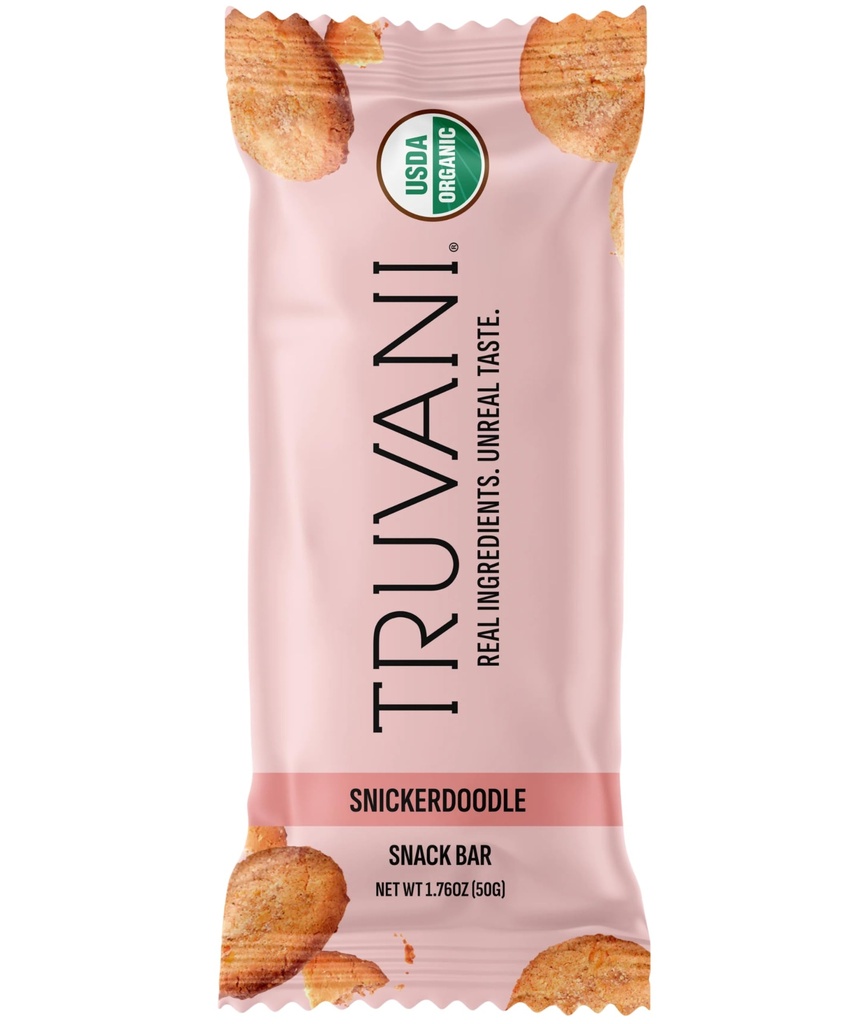 Truvani taimepõhised snack baarid | Snickerdoodle 1 Pack | 5g valku | USDA orgaaniline ja vegan | Ainus baar | Piima-, soja- ja gluteenivaba | Individuaalselt pakitud