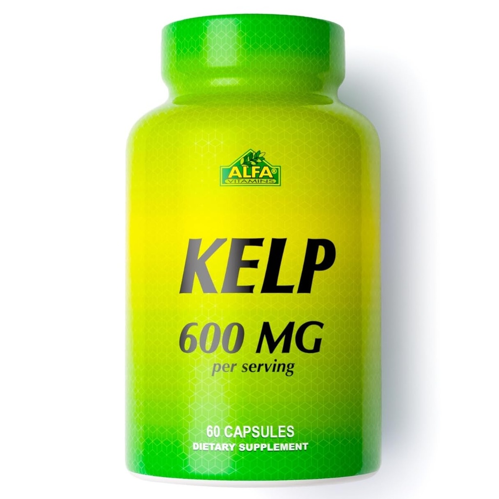ALFA VITAMINS Kelp täiendus, 600mg looduslike merevetikate kelp (Ascophyllum Nodosum), rikas jood ja Fucoidan, toetab kilpnäärme ja ainevahetuse funktsiooni, igapäevased vitamiinid heaolu, non GMO, 90 tabletti