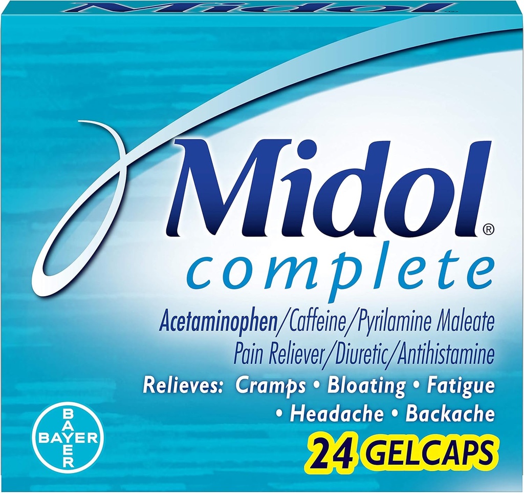 Midol Complete Gelcaps, 24-Count Boxs (Pack of 4), Pakend võib erineda