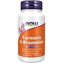 NOW Toidulisandid, kurkum ja bromelain (standardne kurkumekstrakt) bromelain 2400 GDU / g, 90 Veg kapslid