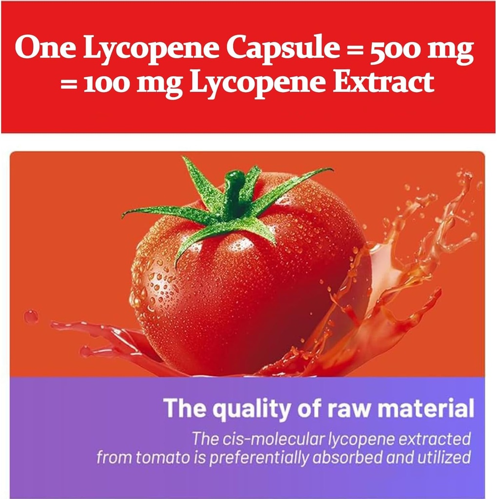Lükopeenikapslid - looduslik tomatiekstrakt 100mg orgaaniline kompleksvalem täiendus - gluteenivaba, mitte-GMO, 100 softgels
