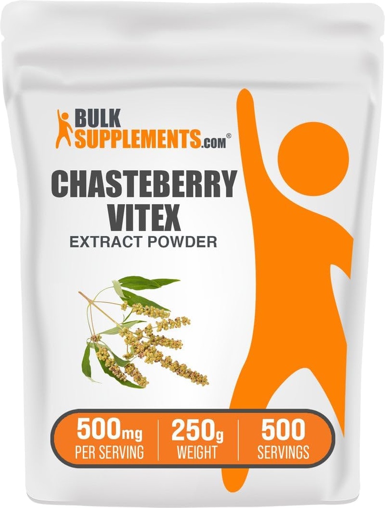 BulkSupplements.com Chasteberry Extract Powder - Chasteberry Allikas Vitex Berry, Taimne täiendus - Vegan & Gluten Free, 500mg per Serving, 250g (8,8 oz) (pakk 1)