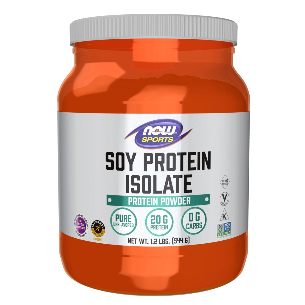 NOW Foods Sport Toitumine, Sojavalk Isolaat 20 G, 0 Süsivesikud, Maitsestamata Pulber, 1,2 Nael