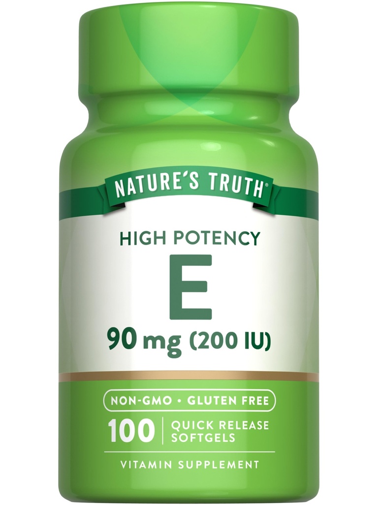 Nature's Truth E-vitamiini softgels | 200 IU | 100 Softgels | Non-GMO & Gluten Free Supplement